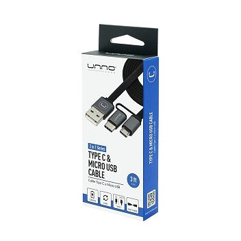 Cable 2/1 Tipo C Y Micro USB Unno CB4056GY