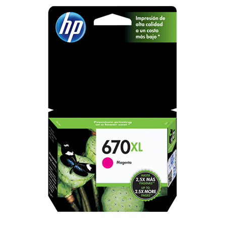 Cartucho de tinta HP 670XL (CZ119AL) – Rojo (Magenta)
