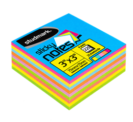 Notas Adhesivas (Post-it) 3x3 225 hojas 9/1 Neón - Studmark ST-05450