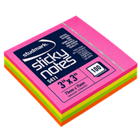 Notas Adhesivas (Post-it) 3x3 100 hojas 4/1 Neón - Studmark ST-05411