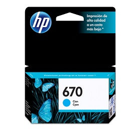 Cartucho de tinta HP 670 (CZ114AL) – Cyan
