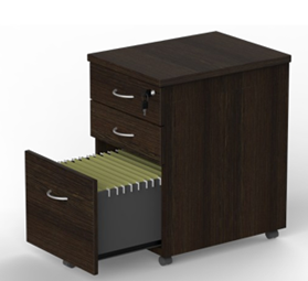 Archivo Laminado Modular 3 Gavetas Madera Oscura