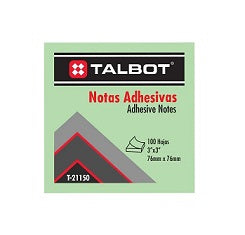 Notas Adhesivas (Post-it) 3x3 100 Hojas, Verde - Talbot T-21150
