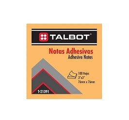 Notas Adhesivas (Post-it) 3x3 100 Hojas, Naranja - Talbot T-21391
