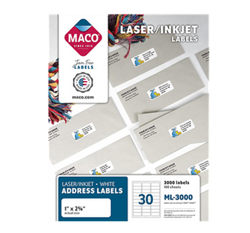 Label 1″ x 2 5/8″  MACO - ML-3000