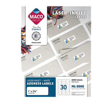 Label 1″ x 2 5/8″  MACO - ML-3000
