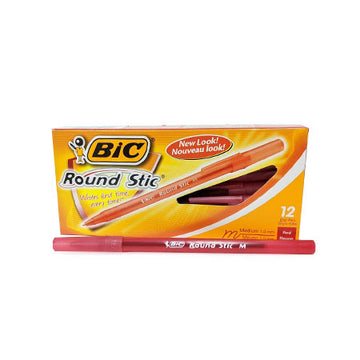 Caja de Boligrafo Bic Round Stic Med. Rojo 12/1