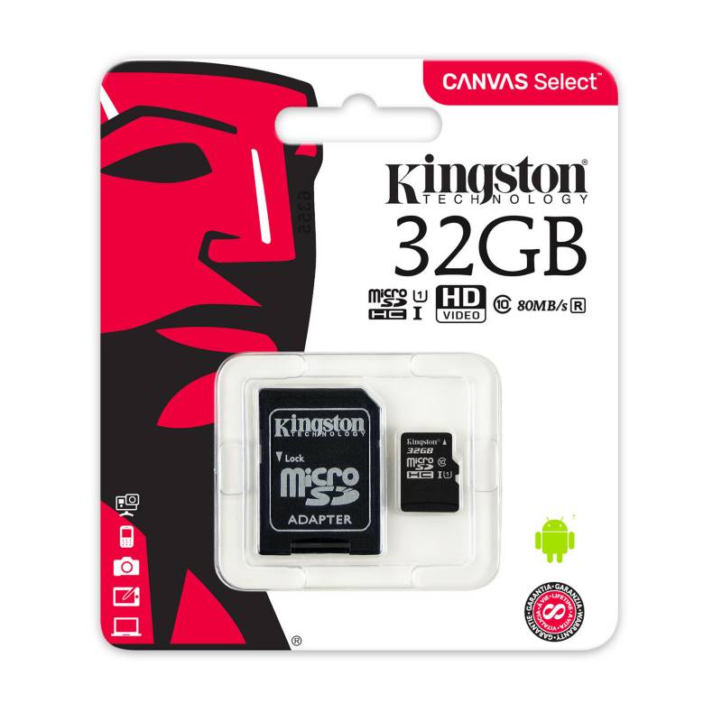 Memoria MicroSD Kingston SDHC De 32 GB Con Adaptador SD