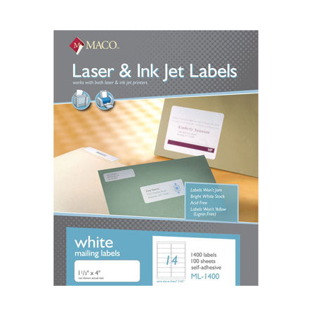 Etiqueta 1-1/3″ x 4″ Laser/Injet MACO ML-1400