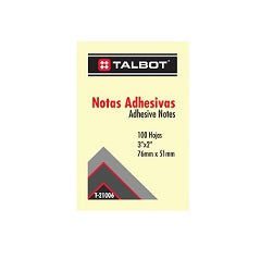 Notas Adhesivas (Post-it) 3x2, Amarillas, Talbot T-21006