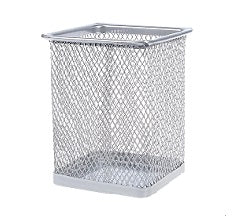 Porta Lápiz Cuadrado Metal-Plateado