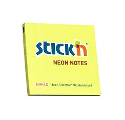 Notas Adhesivas (Post-it) 3x3 Amarilla Neón - Stick'n