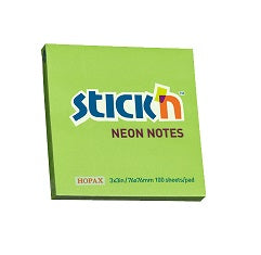 Notas Adhesivas (Post-it) 3x3 Verde Neón - Stick'n